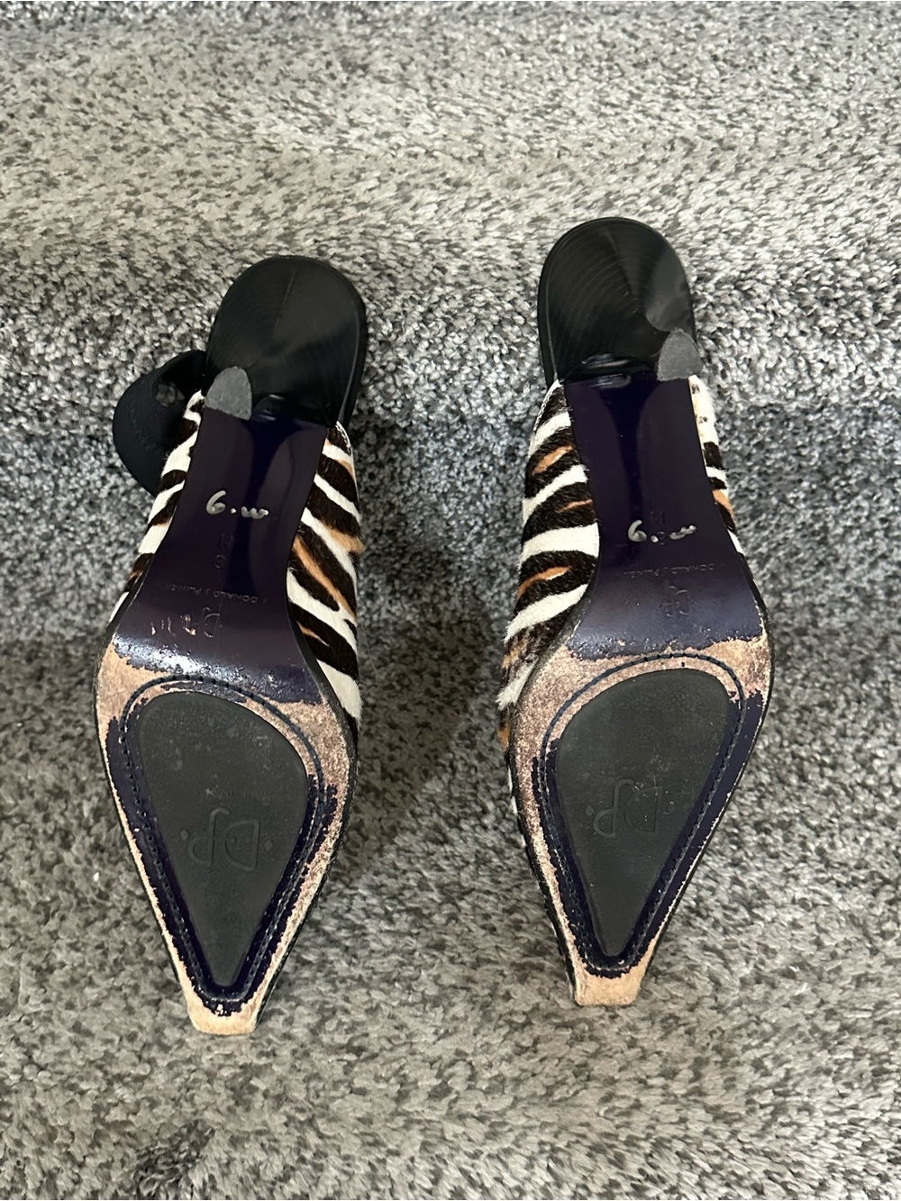 Donald J Pliner western animal leopard calf hair mules stiletto heel size 8 - Picture 5 of 8